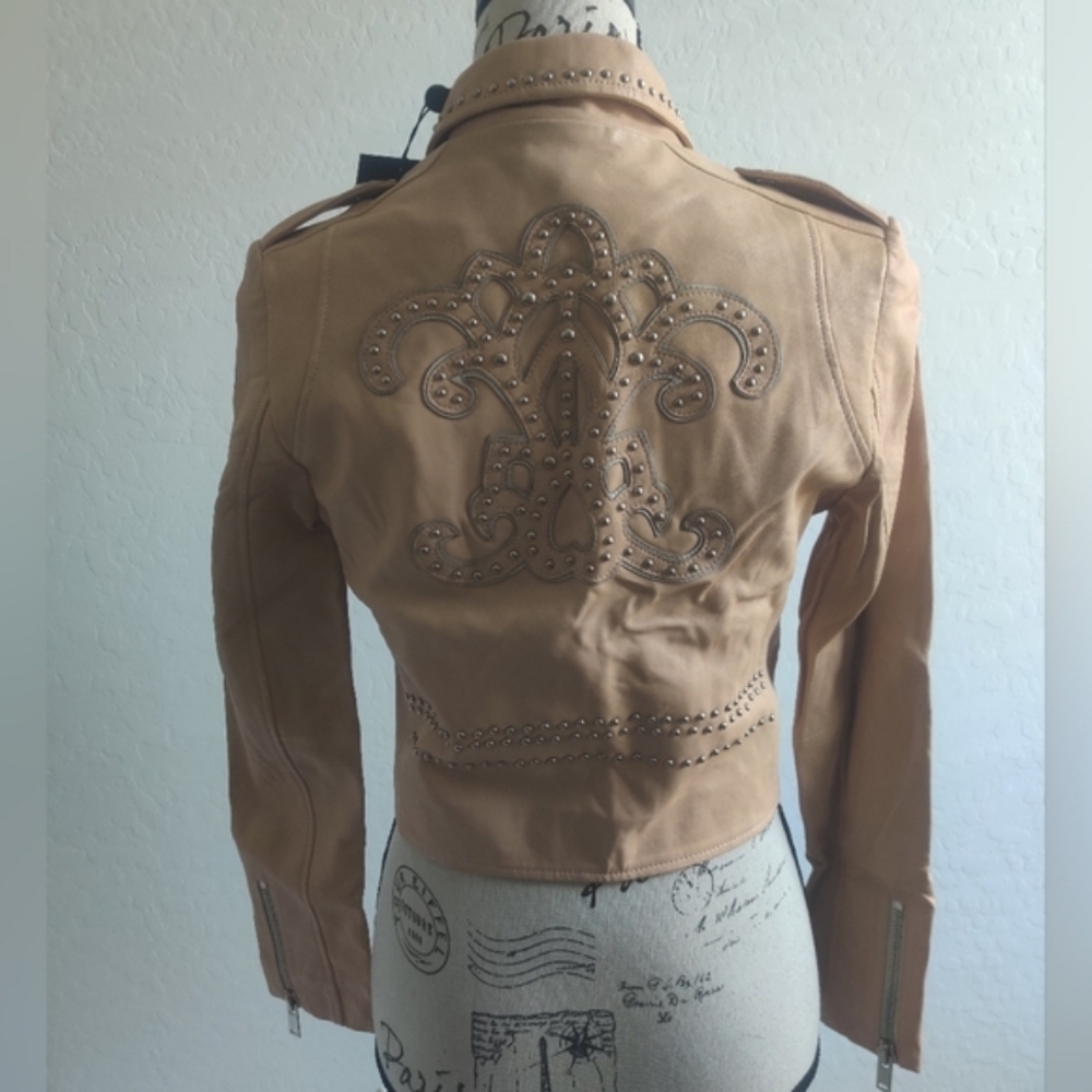 🆕 Doma Nude Peach 100% Lamb Nappa Cowgirl Western Moto Leather jacket #6647_Sm